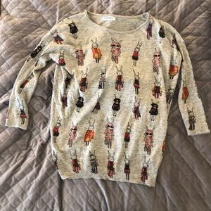 Gray sweater with bunnies medium